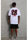 Erkek Baskılı Tişört Kısa Kol Bisiklet Yaka Oversize T-Shirt - Beyaz