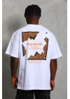 Erkek Baskılı Tişört Kısa Kol Bisiklet Yaka Oversize T-Shirt - Beyaz