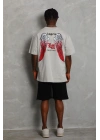 Erkek Baskılı Tişört Kısa Kol Bisiklet Yaka Oversize T-Shirt - Gri