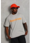 Erkek Baskılı Tişört Kısa Kol Bisiklet Yaka Oversize T-Shirt - Gri