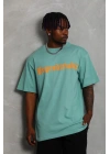 Erkek Baskılı Tişört Kısa Kol Bisiklet Yaka Oversize T-Shirt - Mint Yeşili