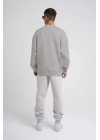 ERKEK Bisikilet Yaka 3 İplik Pamuklu SweatShirt - Gri
