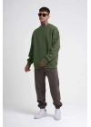 ERKEK Bisikilet Yaka 3 İplik Pamuklu SweatShirt - Haki
