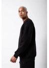 ERKEK Bisikilet Yaka 3 İplik Pamuklu SweatShirt - Siyah