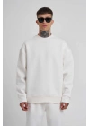 ERKEK Bisikilet Yaka 3 plik Pamuklu SweatShirt - Beyaz