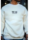 Erkek Bisiklet Yaka 3 İplik pamuklu Baskılı SweatShirt - Beyaz