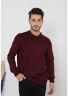 Erkek Bisiklet yaka Kazak Uzun Kol Dokuma Triko - Bordo