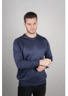 Erkek Bisiklet yaka Kazak Uzun Kol Dokuma Triko - Indigo