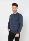 Erkek Bisiklet yaka Kazak Uzun Kol Dokuma Triko - Indigo