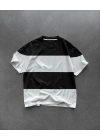 Erkek Bisiklet Yaka Parçalı  Kısa kol T-Shirt - Siyah