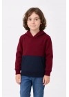 Erkek Çocuk Kapüşonlu Kanguru Cepli Parçalı SweatShirt - Renkli