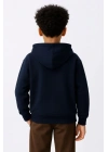 Erkek Çocuk Kapüşonlu Kanguru Cepli Tam Fermuarlı Hırka SweatShirt - Lacivert