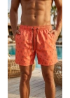 Erkek Deniz Şortu Fermuarlı Cepli File Astarlı Hızlı Kuruyan Premium - Turuncu