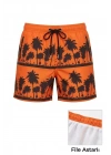 Erkek Deniz Şortu Fermuarlı Cepli File Astarlı Hızlı Kuruyan Premium - Turuncu