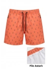 Erkek Deniz Şortu Fermuarlı Cepli File Astarlı Hızlı Kuruyan Premium - Turuncu