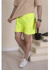 Erkek Deniz Şortu Fermuarlı Cepli File Astarlı - Neon Yeşili