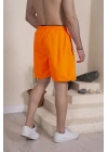 Erkek Deniz Şortu Fermuarlı Cepli File Astarlı - Turuncu