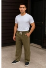 Erkek Fitilli Kadife Cepli Buggy Pantolon Oversize Rahat Kalıp - Haki