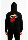 Erkek Kapüşonlu Kanguru Cepli Sweatshirt 3 İplik Pamuklu Baskılı Hoodie - Siyah