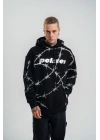 ERKEK Kapüşonlu Varak ve Pano Baskılı Hoodie  SweatShirt- Siyah