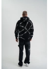 ERKEK Kapüşonlu Varak ve Pano Baskılı Hoodie  SweatShirt- Siyah