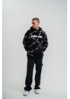 ERKEK Kapüşonlu Varak ve Pano Baskılı Hoodie  SweatShirt- Siyah