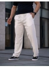 Erkek Keten Cepli Çıma Dikişli jogger Buggy Pantalon Rahat kalıp - Beyaz