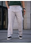 Erkek Keten Cepli Çıma Dikişli jogger Buggy Pantalon Rahat kalıp - Gri