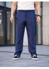 Erkek Keten Cepli Çıma Dikişli jogger Buggy Pantalon Rahat kalıp - Lacivert