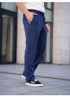 Erkek Keten Cepli Çıma Dikişli jogger Buggy Pantalon Rahat kalıp - Lacivert