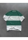 Erkek  Kısa kol Bisiklet Yaka Parçalı T-Shirt - Yeşil