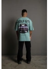Erkek Oversize Tişört Golf GTI Retro Araba Baskılı T-shirt - Mint Yeşili