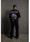 Erkek Oversize Tişört Golf GTI Retro Araba Baskılı T-shirt - Siyah