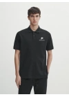 Erkek Pike Polo Yaka Tişört Düğmeli Baskılı T-Shirt - Beyaz