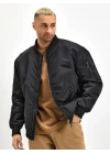 ERKEK Siyah Bomber Mont Su İtici Kapitone Astarlı Fermuarlı Ceket - Siyah