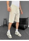 Erkek Su Yolu Çizgili Ön Arka Cepli Şort - Bej