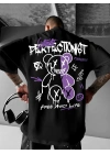 Erkek T-shirt Baskılı Bisiklet Yaka Kısa Kol Tişört - Siyah