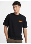 Erkek Tişört Baskılı Oversize Kısa kol T-shirt - Siyah