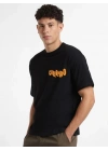 Erkek Tişört Baskılı Oversize Kısa kol T-shirt - Siyah