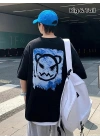 ERKEK  Tişört Bisiklet Yaka Kore tarzı baskı Kısa Kol t-shirt - Siyah