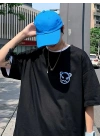 ERKEK  Tişört Bisiklet Yaka Kore tarzı baskı Kısa Kol t-shirt - Siyah