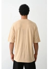 Erkek Tişört Düz Basic Penye Yazlık Bisiklet Yaka Kısa Kol T-Shirt - Bej