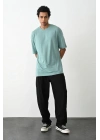 Erkek Tişört Düz Basic Penye Yazlık Bisiklet Yaka Kısa Kol T-Shirt - Mint Yeşili