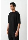 Erkek Tişört Düz Basic Penye Yazlık Bisiklet Yaka Kısa Kol T-Shirt - Siyah