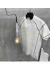 Erkek Tişört Karoyaka Dikişli Oversize T-Shirt - Beyaz