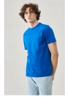 ERKEK Tişört Kısa Kol Düz Bisikilet Yaka Oversize T-shirt - Mavi