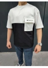 ERKEK Tişört Torba Cepli Parçalı Kısa Kol T-Shirt - Siyah