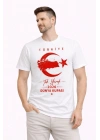 Erkek TÜRKİYE Ay Yıldız Baskılı Taraftar Forma T-Shirt - Beyaz