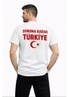 Erkek TÜRKİYE Ay Yıldız Baskılı Taraftar Forma T-Shirt - Beyaz