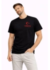 Erkek TÜRKİYE Ay Yıldız Baskılı Taraftar Forma T-Shirt - Siyah